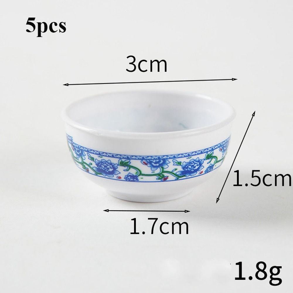 

5/10 шт. Пластиковая миниатюрная миска для кукольного домика 3 стилей Кухонная модель Декор 1:12. Украшение кукольного домика White&Blue-5pcs-3x1.5cm