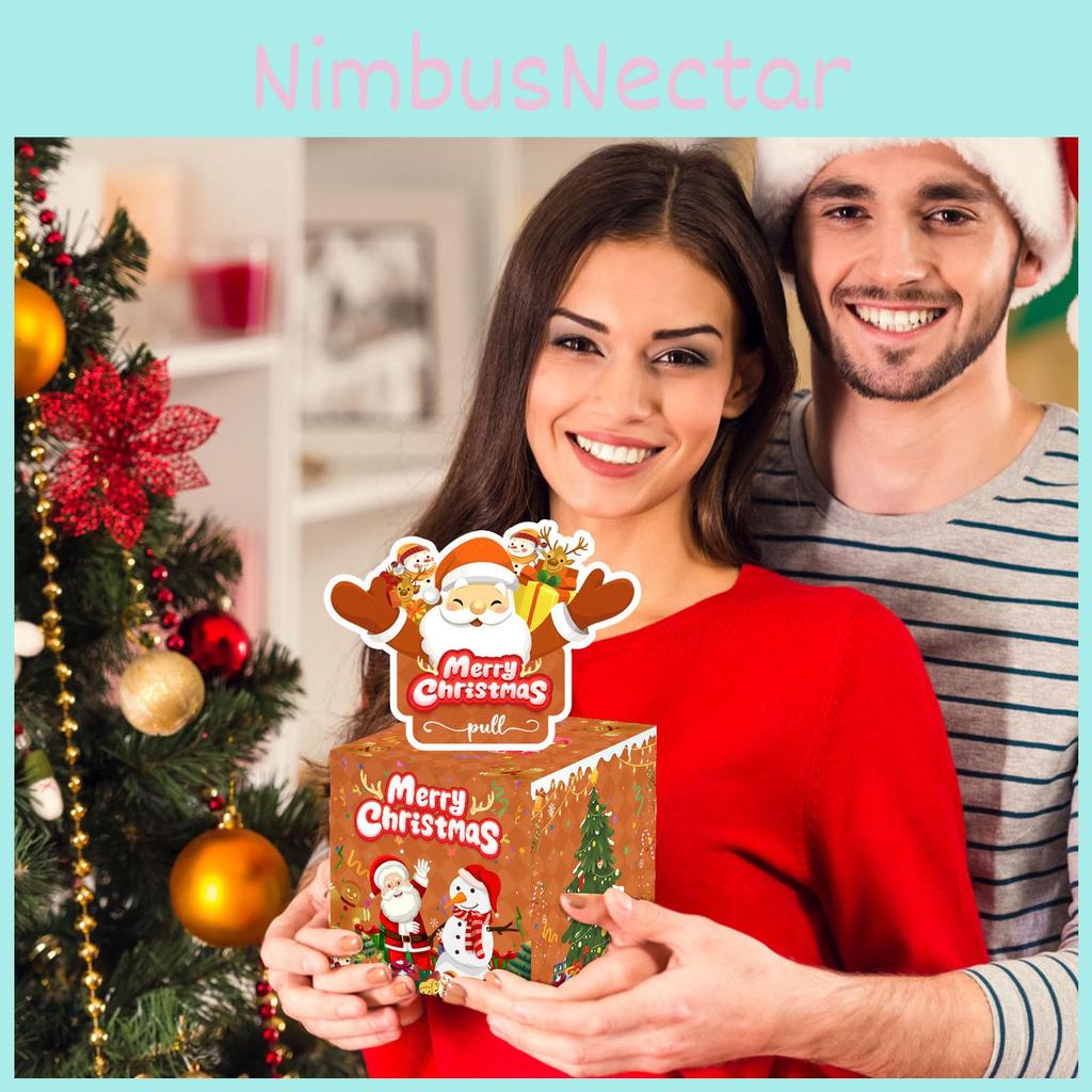 Theme Paper Christmas Gift Box With Santa Claus Pattern Party Decoration Prop