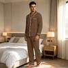 Herren Casual Farb-Pyjama-Set mit durchgeknöpftem Hemd und gerader Hose - Zweiteilige bequeme Nachtwäsche