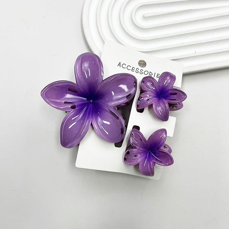 3Pcs Colorful Gradient Color Flower Hair Claws Sweet Barrettes  Shark Clip For Women Girls Beach Hair Accessories Gifts
