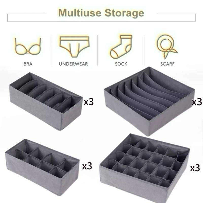 Socks Underwear Organizer Storage Box Washable Odorless Storage Box Drawer Organizer for Lingerie Bras Socks Leggings Organizers