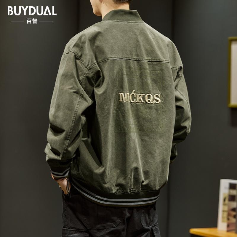 American Washed Retro Tooling Baseball Jacket Men'S Loose And Versatile High-End Ruffian Handsome Men'S Jacket