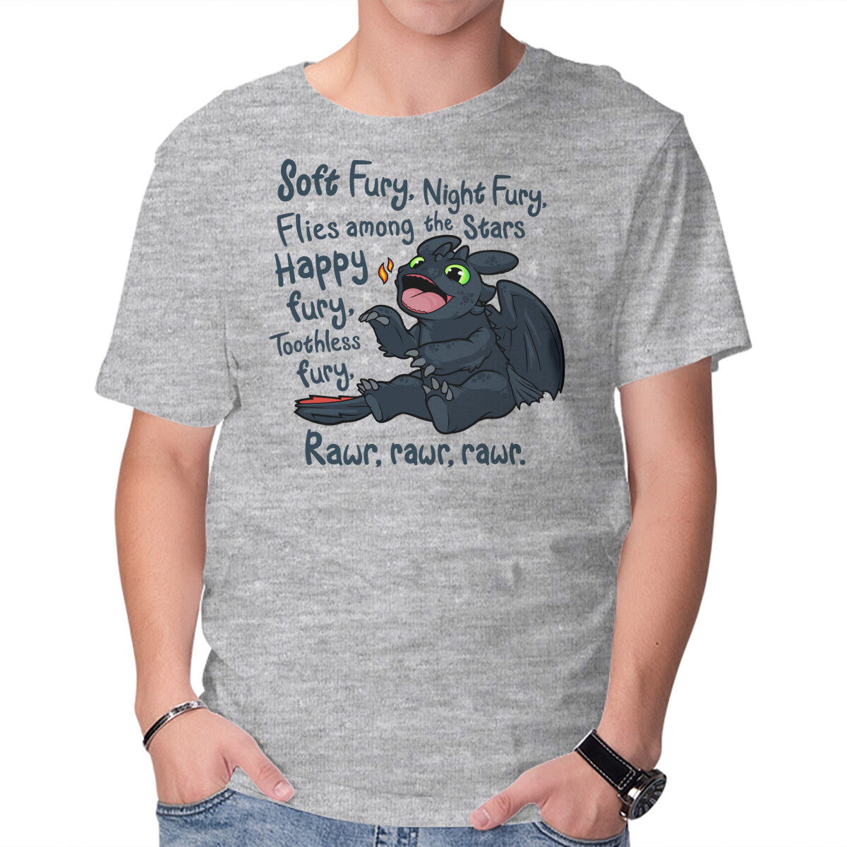Unisex Crew Neck T-Shirt Soft Fury Graphic Short Sleeve Casual Tee L