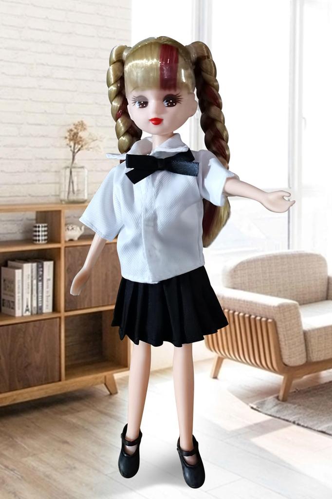 Fustă Scara Păpușă Fustă Pliată Păpușă Feminină Minijupă Figurină Păpușă Modă și Versatilă Cămașă și Păpușă Ținută de Îmbrăcat Păpușă pentru Păpuși Fustă Negru