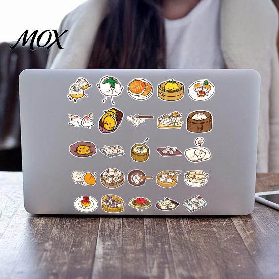 Food Themed Decals for Water Bottles 50Pcs Chinese Stickers, Waterproof PVC Stickers with Steamed Buns Mantou And Dumplings Patterns, Cute Removable