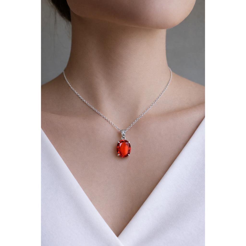 Natural Red Ruby Pendant 40 +ct Pigeon Blood 925 Silver Loose Gemstone for Jewelry Making and Crafts