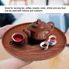 Round Shape Wooden Plate Brown Tea Tray Coffee Serving Wood Serving Tray  Home Kitchen