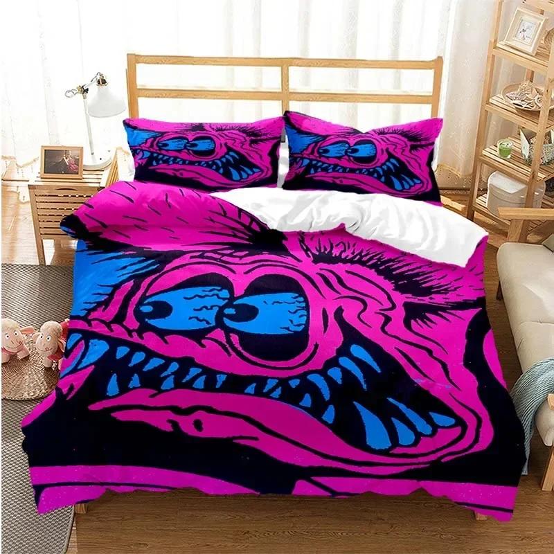 Cartoon Rat Fink Comfortable Duvet Quilt Cover Pillowcase Bedding Set Children Bedroom Decoration Home Textile