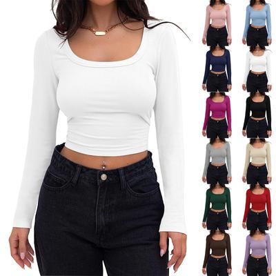 Women's Shirt Blouse Casual Loose Shirts  Long Sleeve Crop T-shirts Tee Pullover Tops