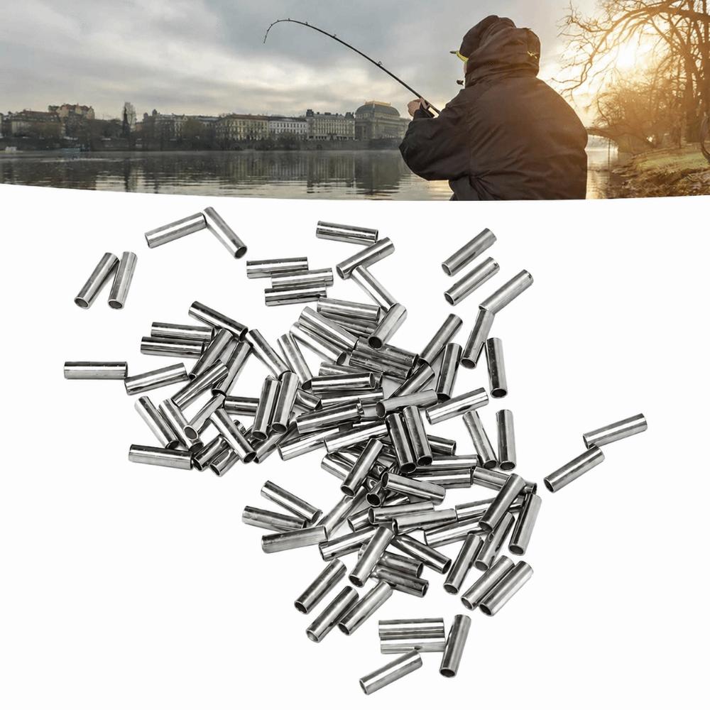 100PCS Copper Fishing Line Crimps Single Barrel Wire Connector Kits  For Fishing Leaders