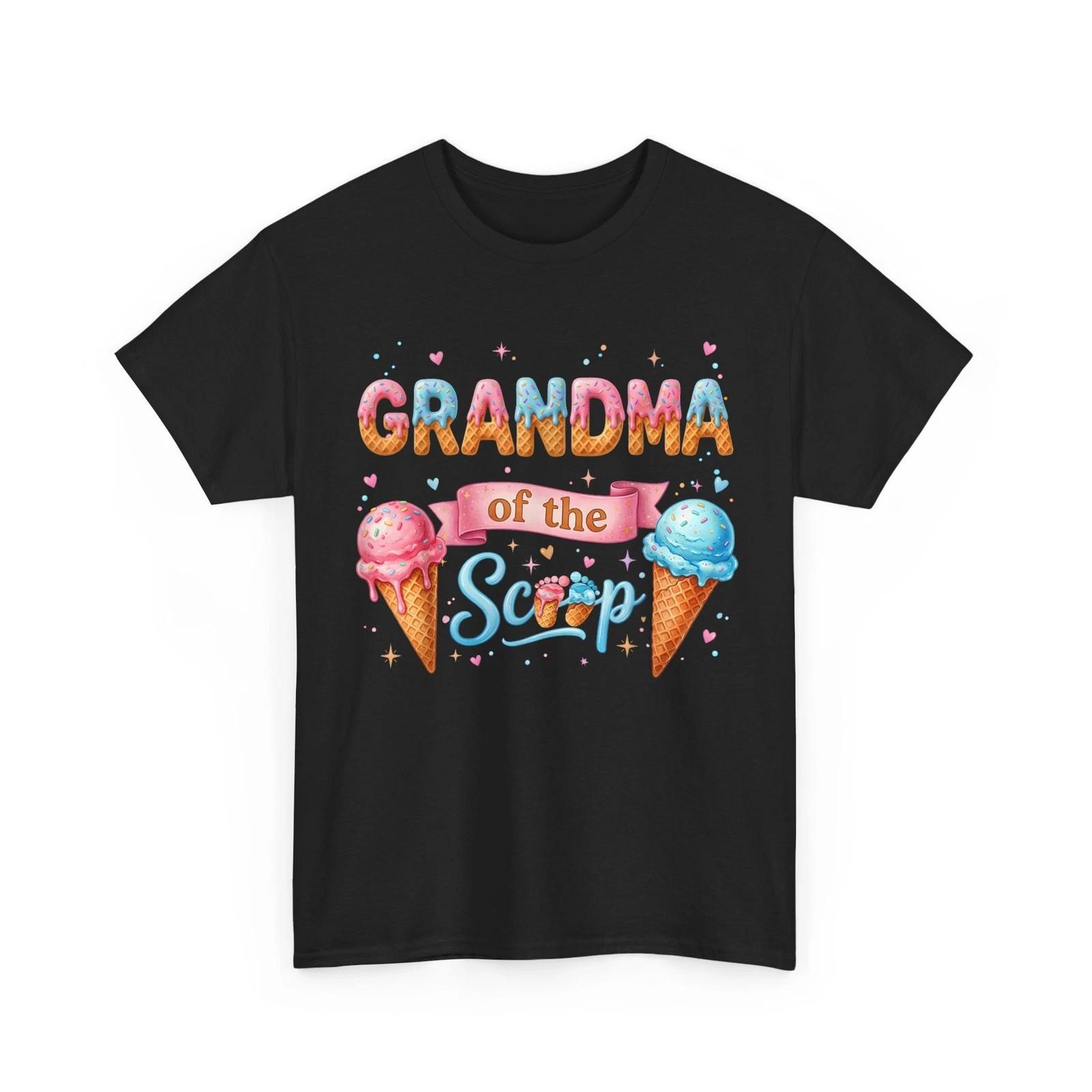 Grandma of The Scoop Ice Cream Gender Reveal Baby Shower T-Shirt 4XL