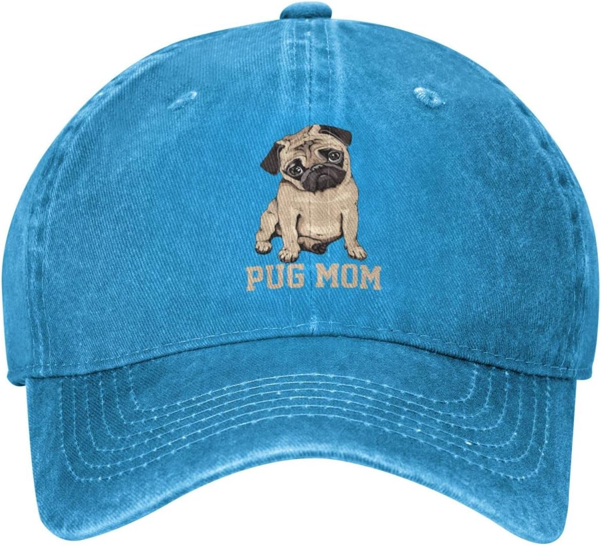 Pug Mom Dog Womens Denim Baseball Cap Mom Trucker Hat Cap for Women Unisex Adjustable& 8Y