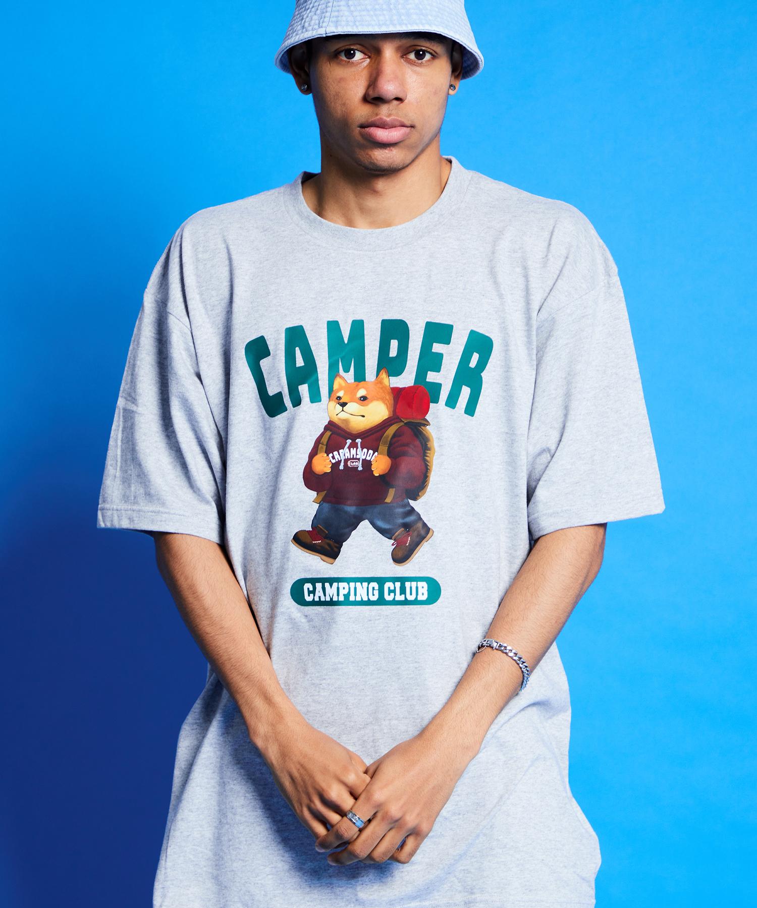 Cream Soda Lab Camping Club Short Sleeve T-Shirt Gray Green L