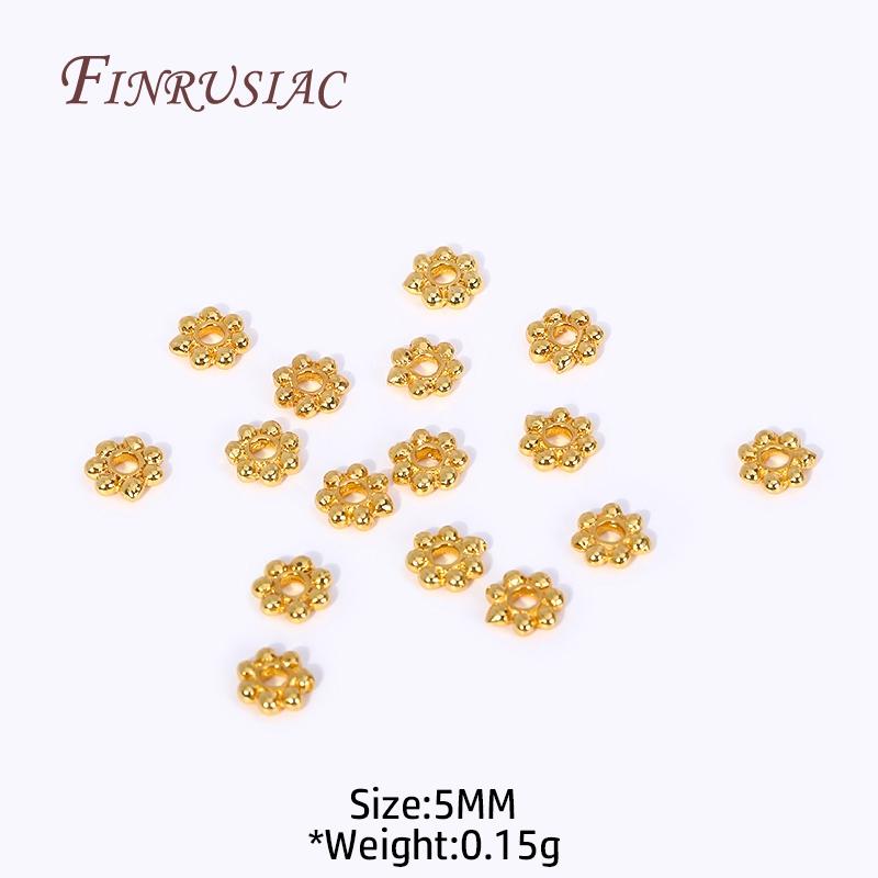 DIY Beading Jewelry Making Supplies 4/5/6MM 18K Gold Plated Flower Caps For Beads Brass Metal Snowflake Beads Spacer