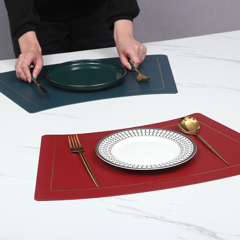 Scalloped Leather Placemat Table Mat Oil-Water-Proof And Heat-Insulating Household PU Table Coasters Kitchen Device Sets