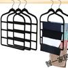 Four-Layer Flocked Trouser Hanger - Plastic Multi-Layer Pants Organizer