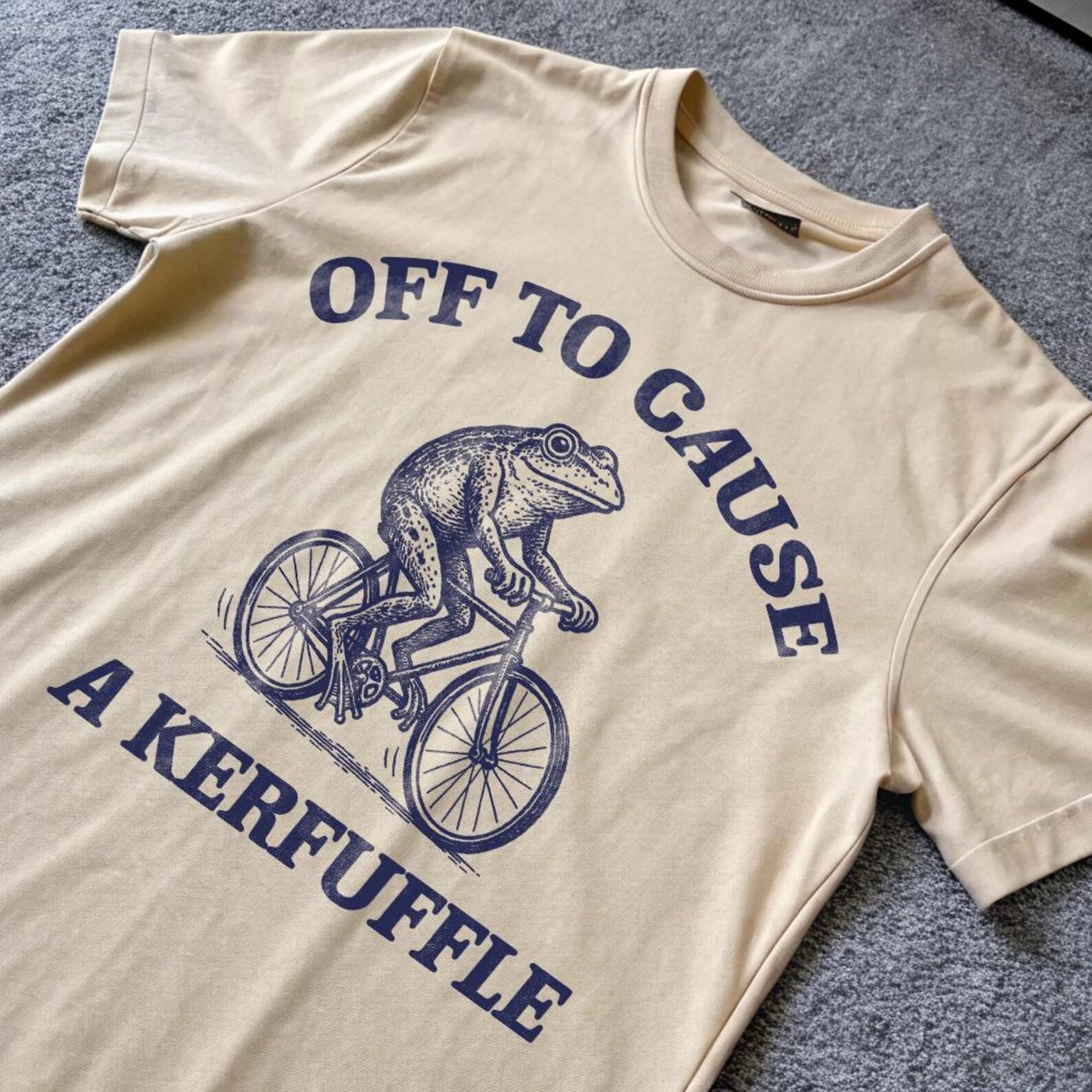 Off to Cause a Kerfuffle - Funny Weirdcore Unique Tshirt Tee Adults Men Women Meme Graphic t shirt, toad t shirt, funny frog meme T-Shirt 4XL