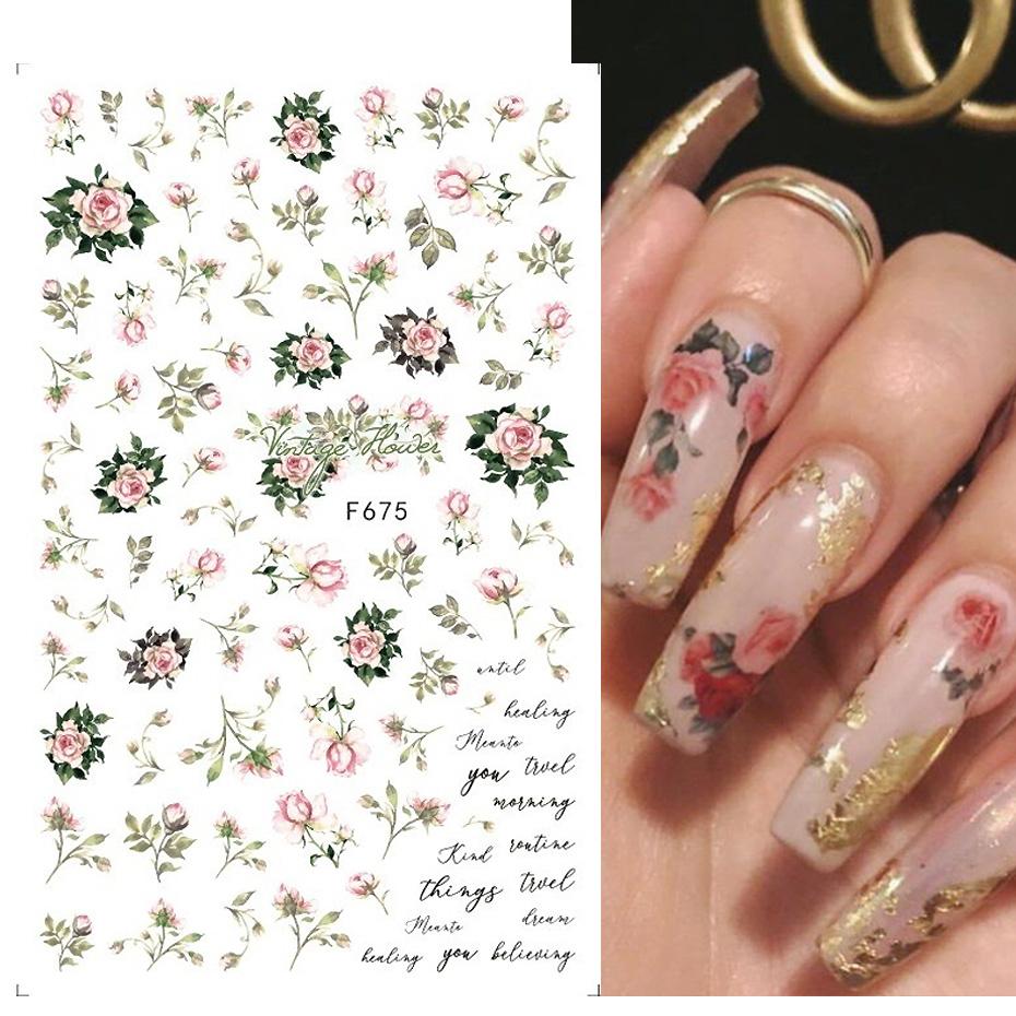 1PCS Sakura Nail Stickers Dandelion Nail Art Decoration Nail Decals Tulip Self-adhesive Flowers Stickers Press On Nails Stickers