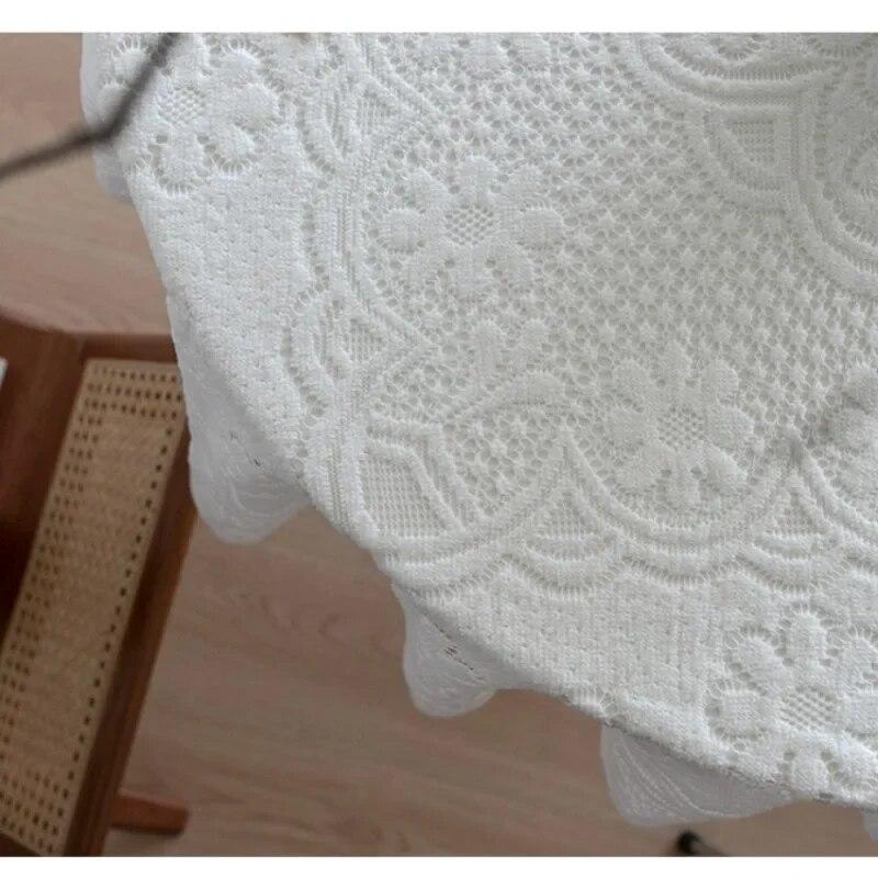 Square Lace Tablecloth White French Retro Atmosphere Table Cover Bedside Table Washing Machine Sofa Geib Soft Background Cloth
