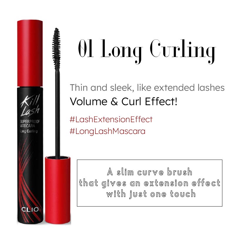 [Clio] Kill Lash Superproof Mascara 7g ( Langanhaltendes Volumen & Volumen-Curling & Scharfer Schwung & Sprungkraft & Entferner 8,5g ) kein Kasten