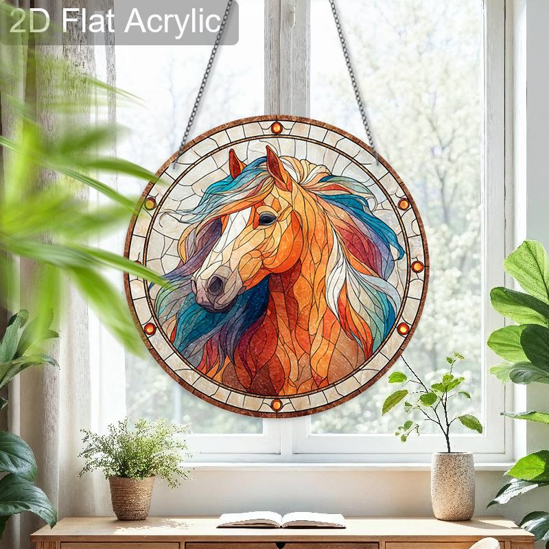 Acryl Bunter Pferd Suncatcher Buntglas-Effekt Fensterhänge-Ornament Reitsport-Liebhaber Geschenke