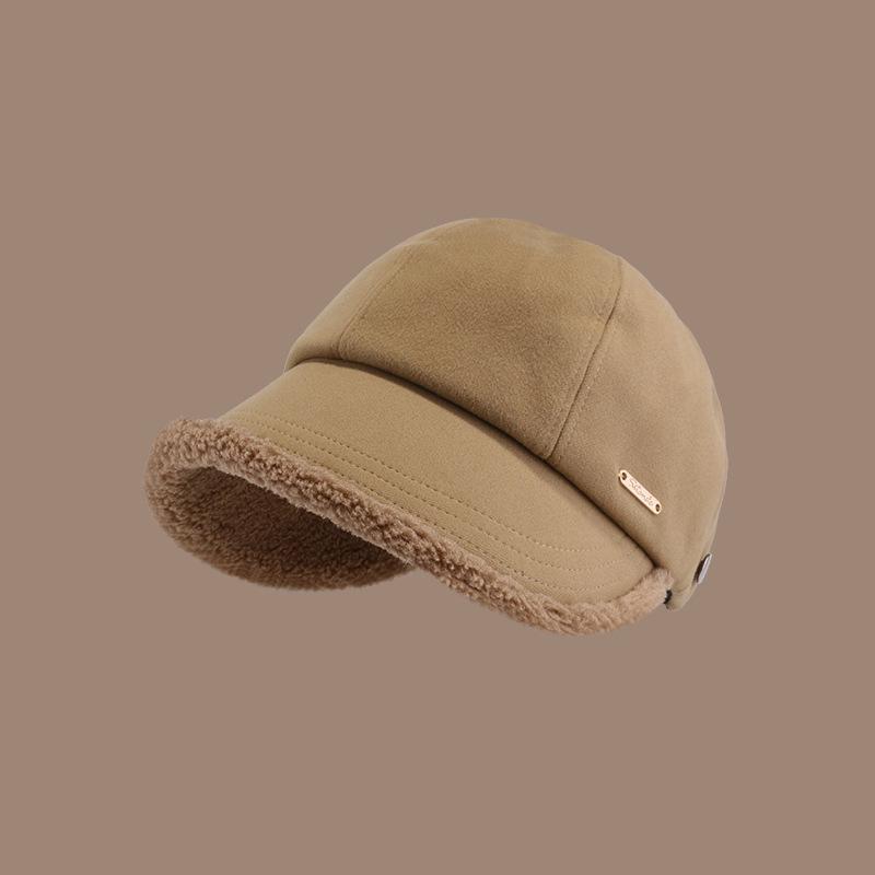 Custom Logo for Unisex Fisherman Sheep Wool Hats Adjustable Baseball Cap Outdoor Warm Double-sided Fluffy