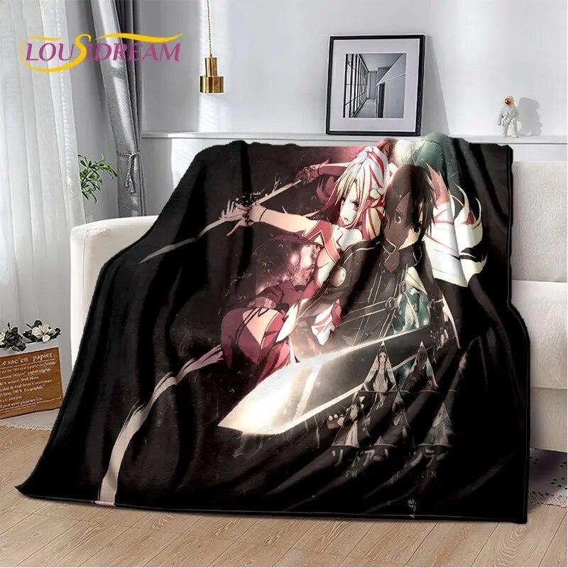 Sword Art Online SAO Anime Cartoon Soft Plush Blanket,Flannel Blanket Throw Blanket for Living Room Bedroom Bed Sofa Picnic Kids