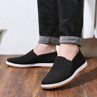Stoffschuhe Herren Freizeitschuhe Herrenschuhe Ein Pedal Rindensehnensohle Schwarze Stoffschuhe Weichsohlige Schuhe