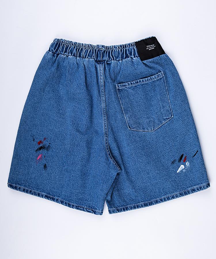 Seuteulaikeu Blue Wash Multi-Hue Painted Denim Shorts (Relax)