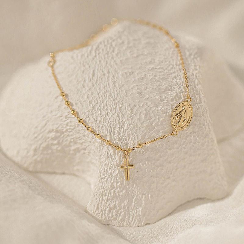 Bracelet Croix Chrétienne Bijoux Bracelet de Perles Délicates Pour Femmes Bracelets de Poignet Réglables Chaîne de Main