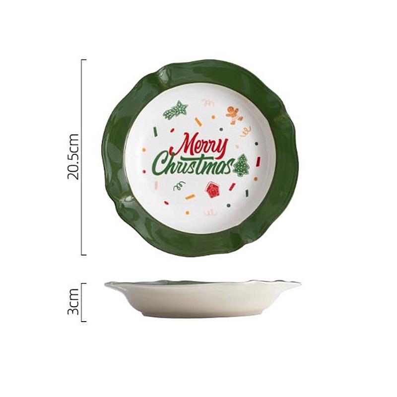 Exquisite Ceramic Plates Custom Christmas Tableware Home Dessert Steak Plates Noodle Bowls Kitchen Ceramic Fruit Salad Bowls