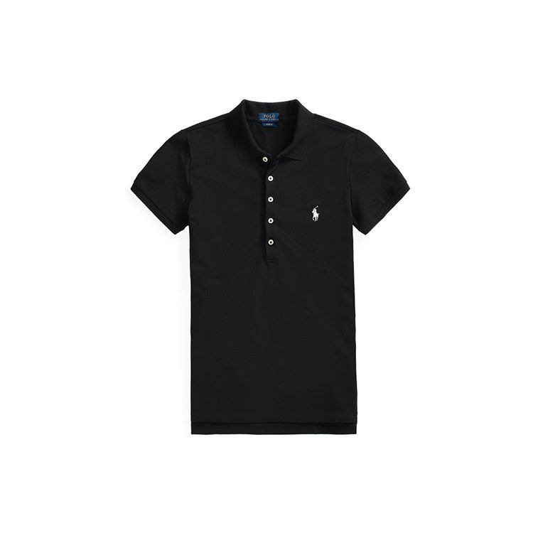 

Polo Ralph Lauren SS22 Облегающая эластичная однотонная футболка-поло с коротким рукавом Женские топы Черный WMPOKNINCU20251-001 M