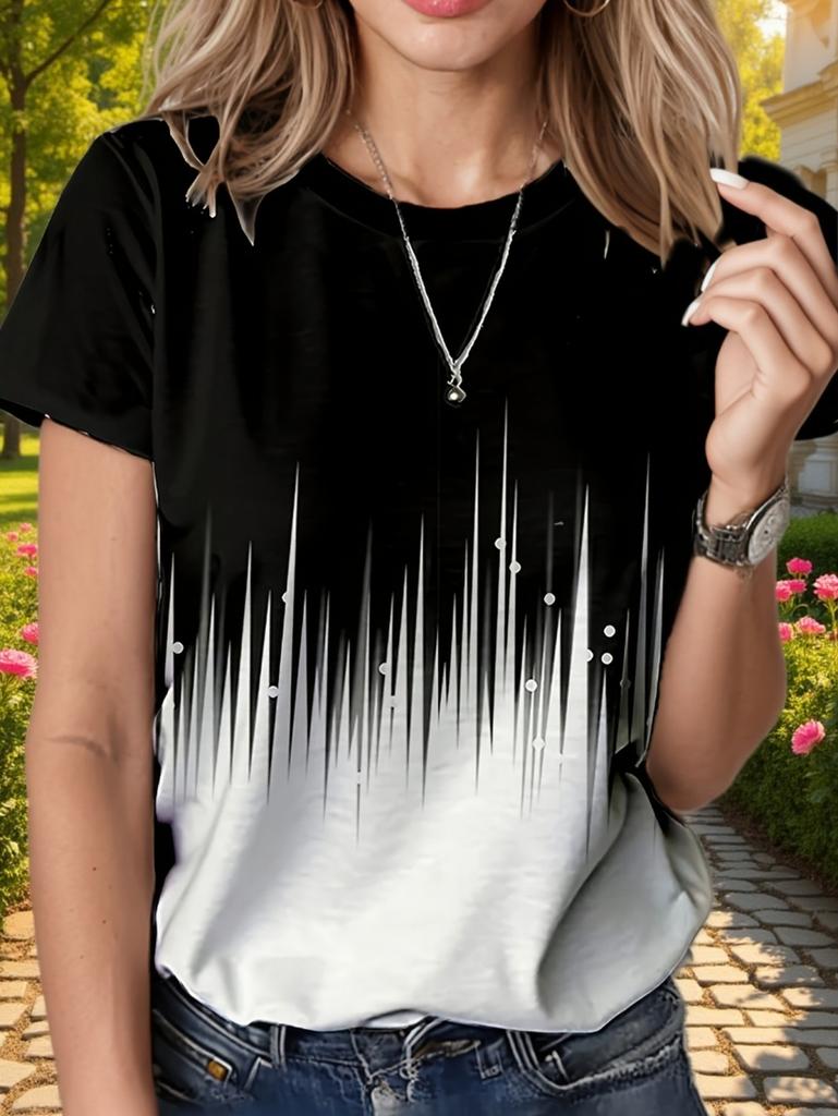 Vintage Summer Women's Polka Dots T-Shirt Floral Graphic Fashion Casual Short Sleeve Crew Neck Tops Tees Daily Female Clothing