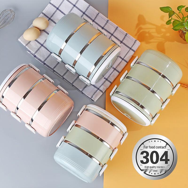 ZISIZ 304 Stainless Steel Round Double Layer Insulated Lunch Box