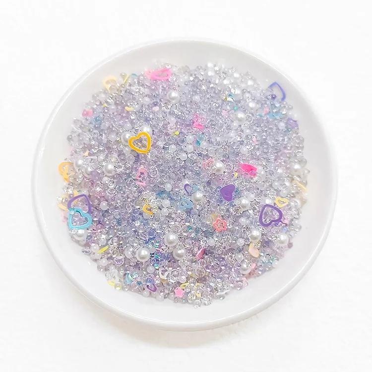 50g/Beutel Gemischte Harz Glitzernde Lochlose Perlen 2mm-7mm Strasssteine Schillernde Perlmuttfarbene Creme Imitation Blase Bastelzubehör