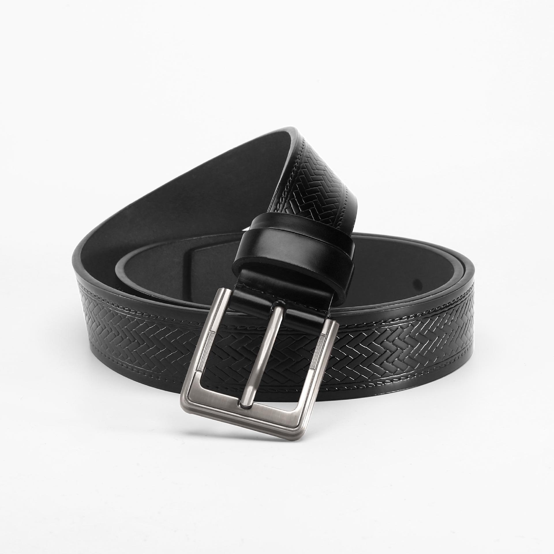 

Мужской ремень из коровьей кожи с пряжкой из сплава — простой, повседневный, универсальный 115cm чёрный