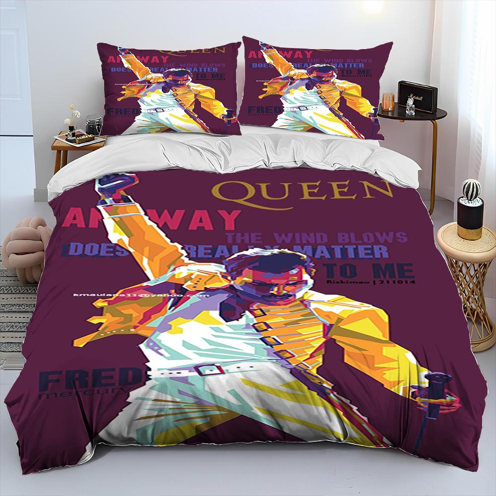 Freddie Mercury Queen-Rockband Bettdecke Bettwäscheset, Bettbezug Bettset Steppdecke Kissenbezug, King Queen Size Bettwäscheset