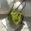 Handheld Bucket Bag, Women's Drawstring Pleated Shoulder Crossbody Bag, Women's Fashionable Colorful Sequin Bag