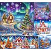 Christmas House Diamond Art Kits for Home Wall Decoration DIY Gem Art Diamond Painting Kits Diamond Dots Gem Art 11.81x11.81in