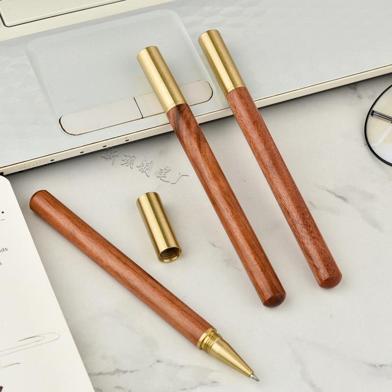 Sandalwood Metal Orb Pen Signature Pen Business Retro Wooden Pen, Office Brass Pen Neutral Pen Print