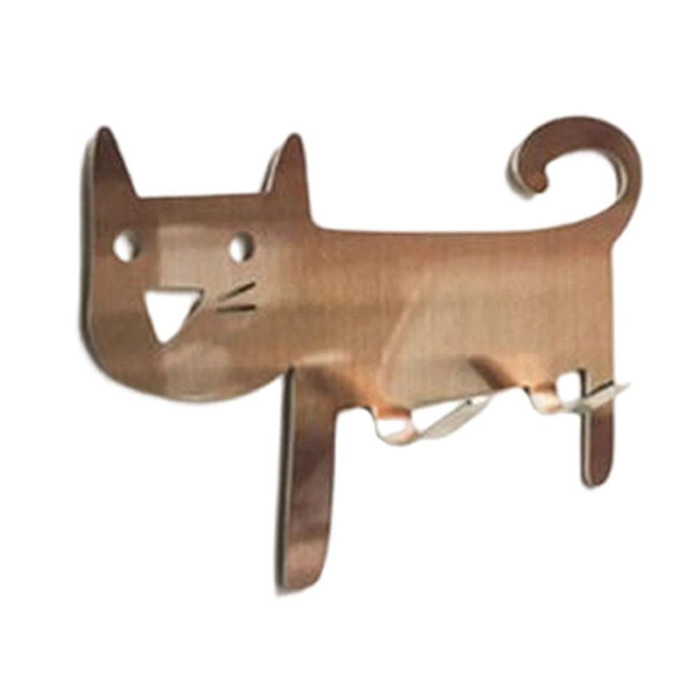 Self-Adhesive Metal Cat Shaped Hook Cartoon Storage Hook Cute Keys Towel Hanger  for Home