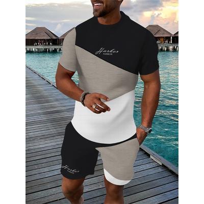 Set Atletico Traspirante da Uomo Estate T-shirt con Stampa a Lettere e Set di Pantaloncini Abbigliamento Fitness Leggero per Adulti Set Sportivo Casual
