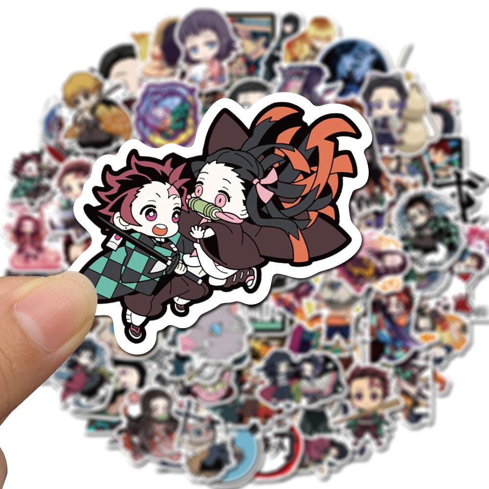 100pcs Anime Demon Slayer Cartoon Graffiti Stickers DIY Phone Guitar Laptop Notebook Suitcase Cup Waterproof Sticker Kids Toy