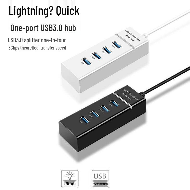 4-Port USB 3.0 Hub Splitter with 3510 Chip for High-Speed Transmission