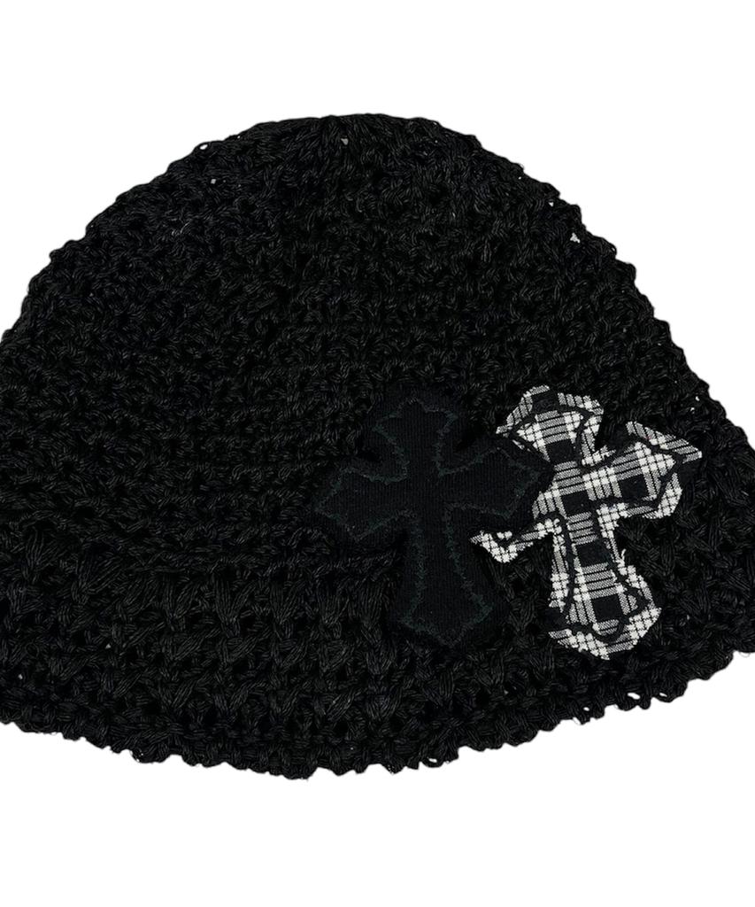 SK8ER ROCK Cross Knit Bucket Hat ((Black))