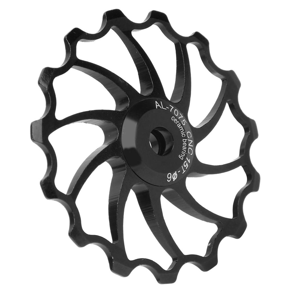 15T Fahrrad Aluminiumlegierung Führungsrolle Keramiklager Mountainbike Schaltwerk Umlenkrolle Schwarz