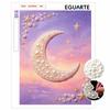 Framed Pearl Painting Kit Crescent Moon Stars Pattern DIY 3D Bead Art Canvas Relaxing Handmade Craft for Adults Decor Gift Projects Supplies