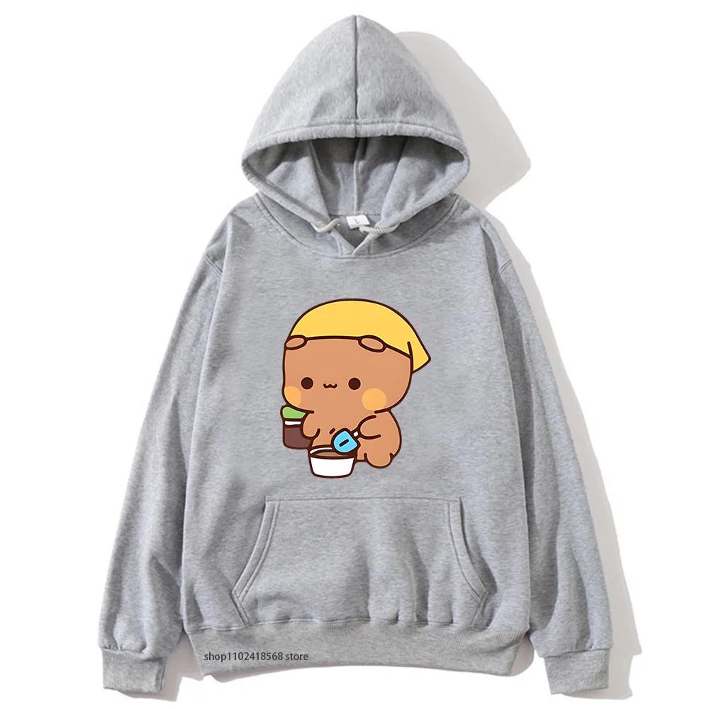 DuDu und BuBu Pflanzen Ihre Blumen Hoodies Niedliche Kawaii Panda Bär Sweatshirts Partnerkleidung Damen Streetwear Herren