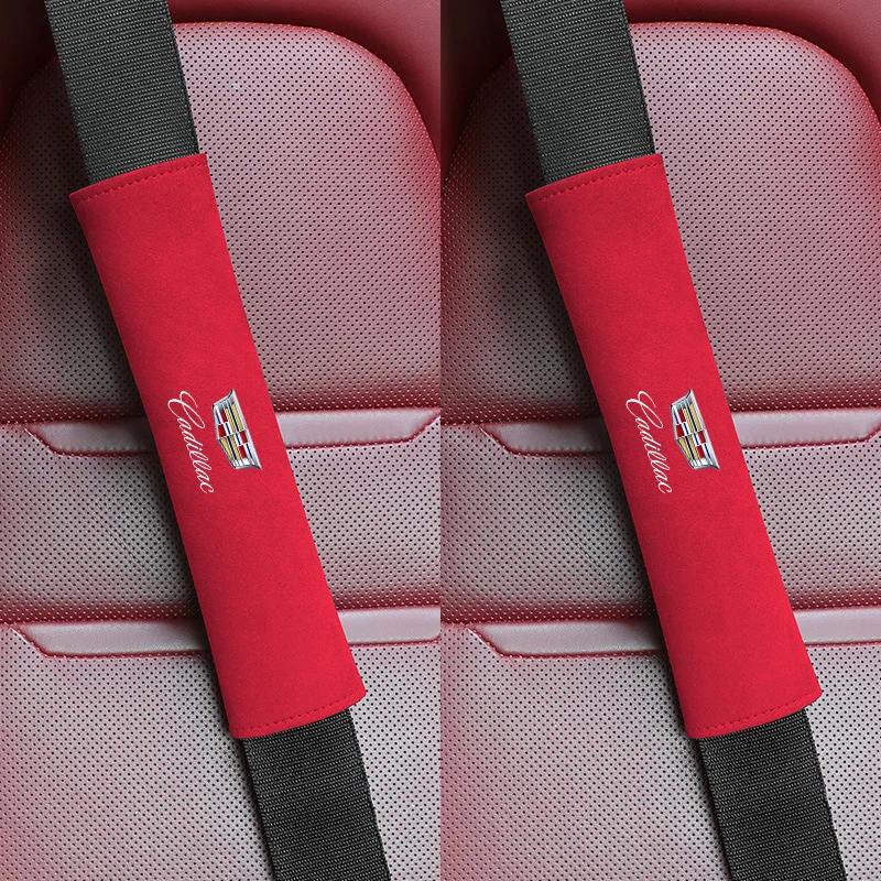 AABHR1 2pcs Suede Car Safety Belt Pad Protector Covers for Cadillac Escalade CTS ATS SRX Deville XT4 XT5 XT6 XTS SLR XLR CT4 CT5 CT6