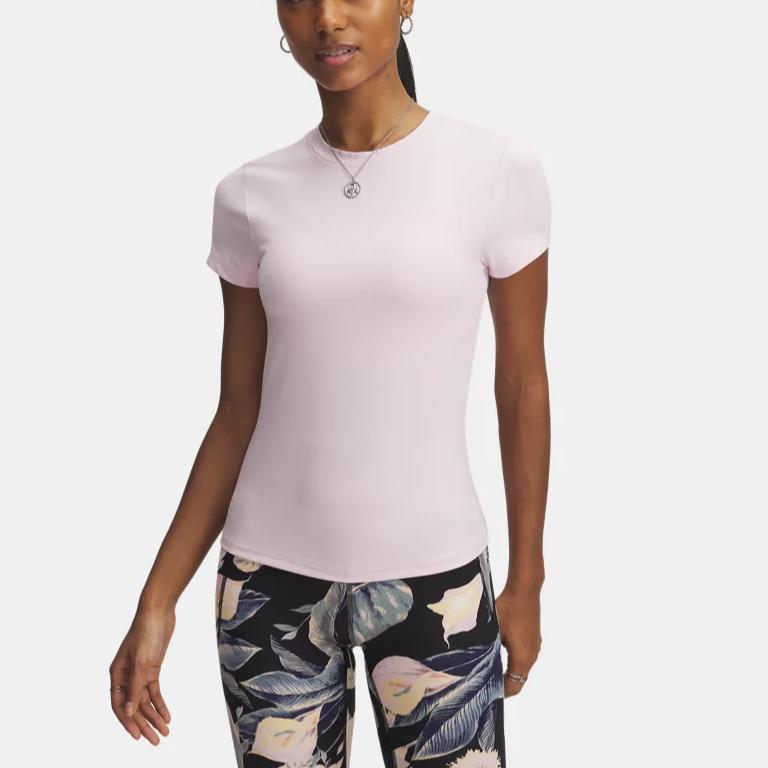 Under Armour Meridian Comfortable Classic Stylish Solid Color Versatile Breathable Short Sleeve T-Shirt Women Tops Pink 6000341-647